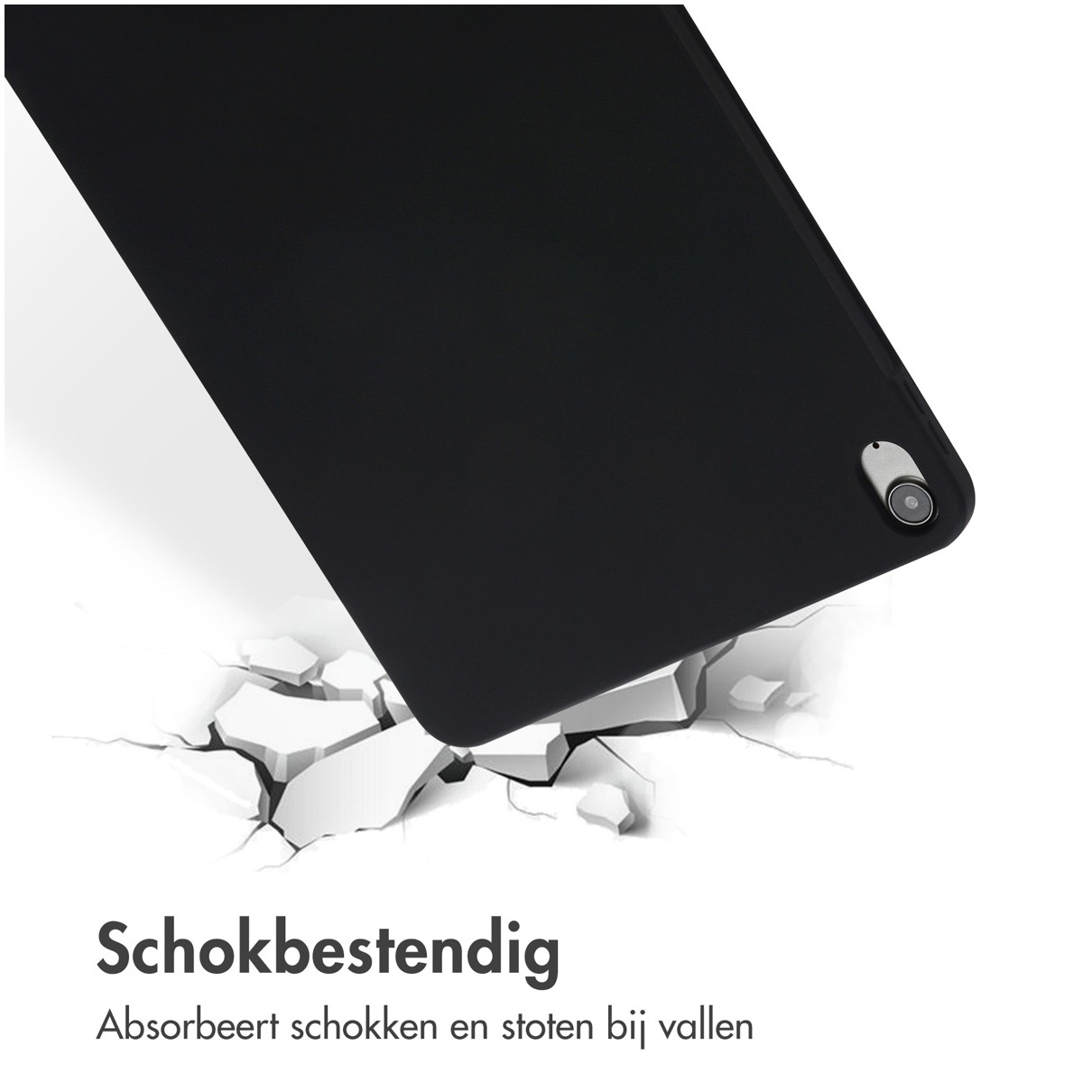 Accezz Liquid Silicone Backcover met penhouder iPad Air 5 (2022) / Air 4 (2020) Tablethoesje Zwart afbeelding
