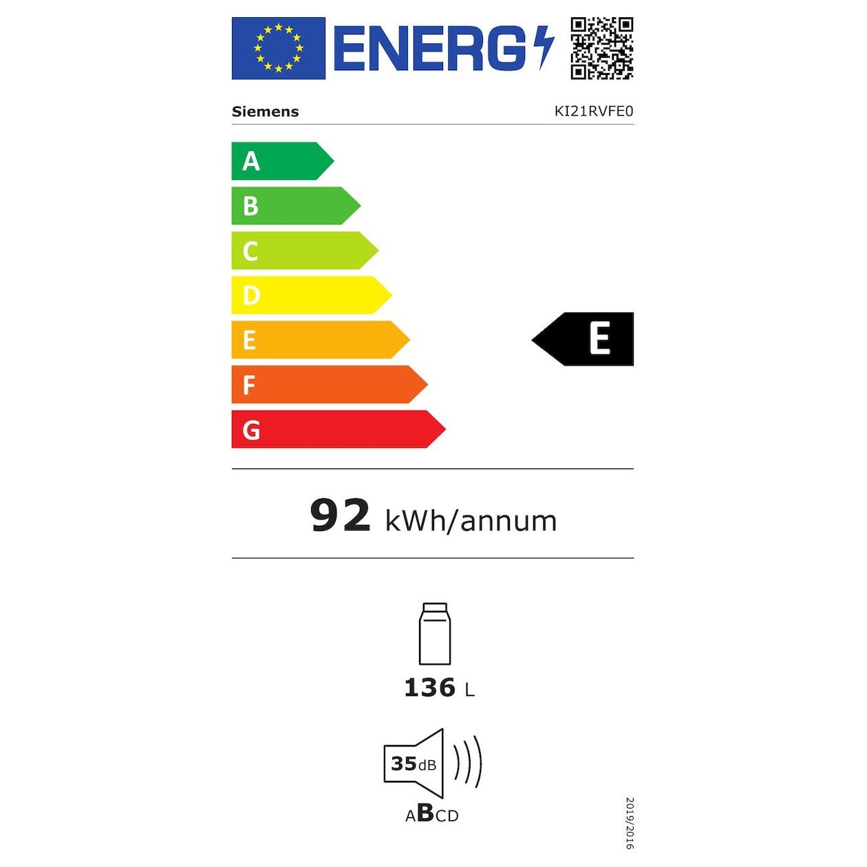 Siemens KI21RVFE0 Inbouw koelkast zonder vriesvak, foto 2
