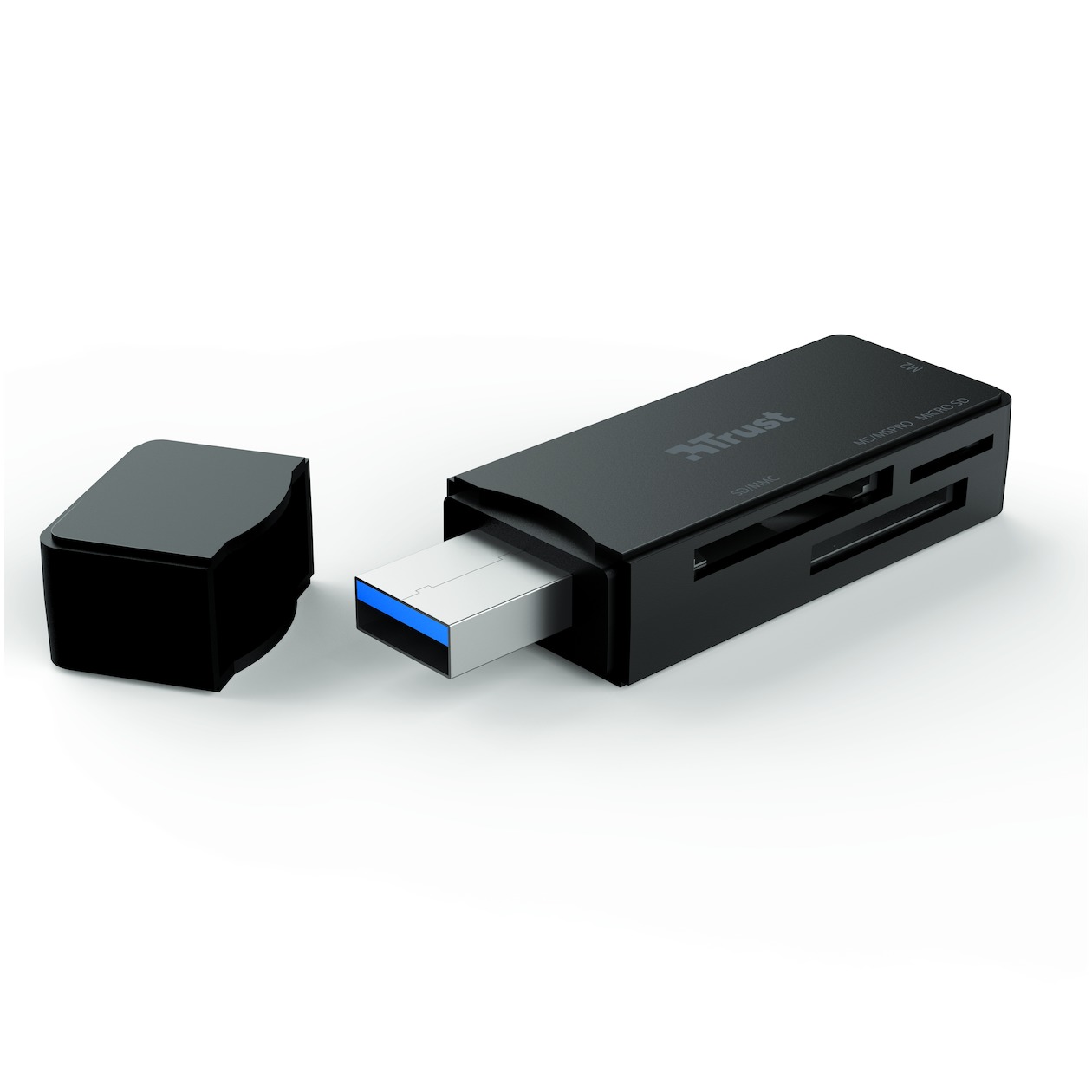 Trust Nanga Compacte USB-kaartlezer (USB 3.2) Desktop accessoire Zwart afbeelding