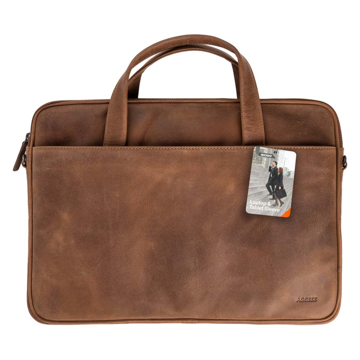Accezz Leather Laptoptas 16 inch Laptop tas Bruin afbeelding