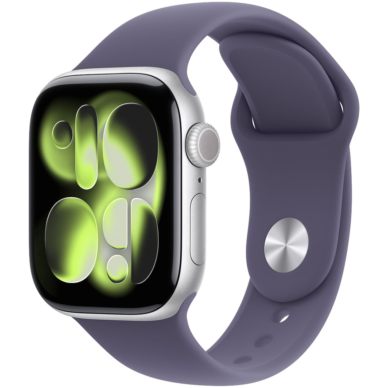 Apple Watch Series 11 GPS + Cellular 42mm Silver Aluminium Case met Purple Fog Sport Band - S/M Smartwatch Zilver