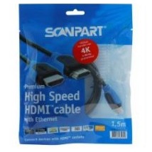 Scanpart Premium High Speed HDMI kabel met Ethernet 1.5m 4K60Hz 18Gbps HDMI kabel afbeelding