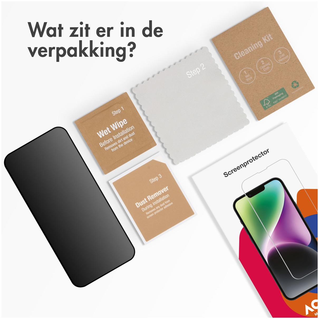 Accezz Gehard Glas Privacy Screenprotector iPhone 15 Plus Smartphone screenprotector Transparant afbeelding