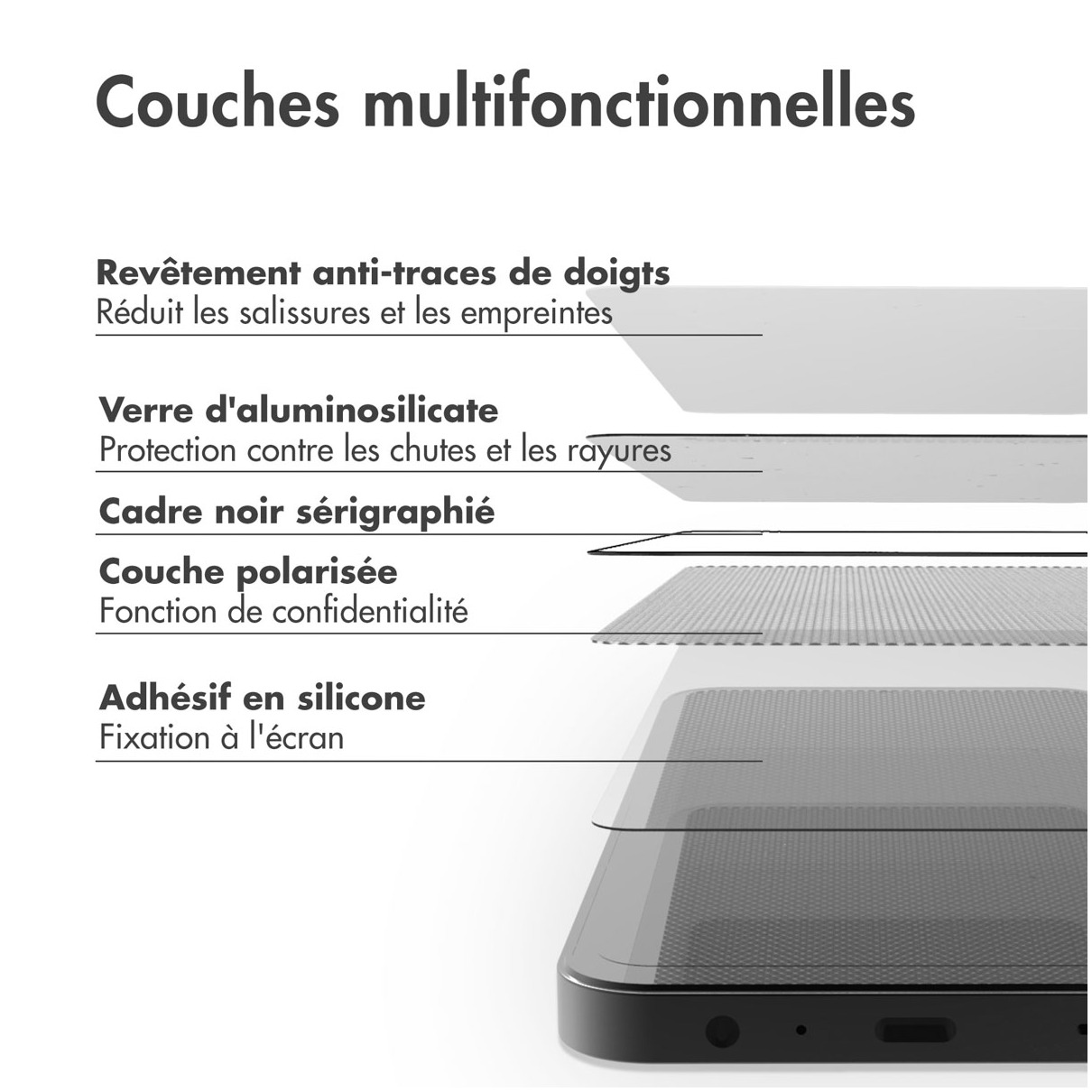 Accezz Gehard Glas Privacy Screenprotector Samsung Galaxy S22 / S23 Smartphone screenprotector Transparant afbeelding