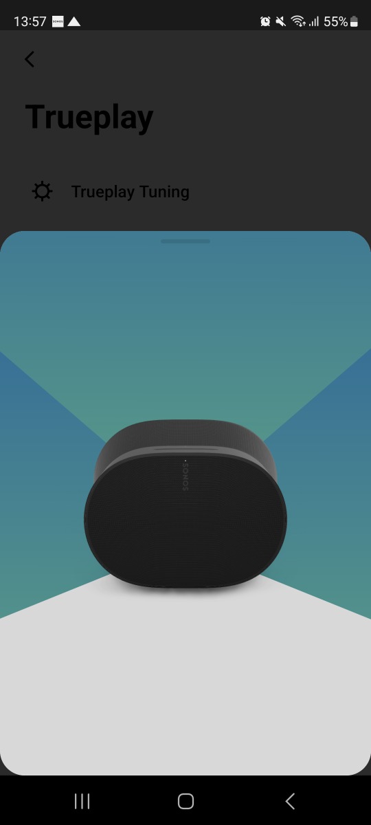 Screenshot van Sonos Trueplay op een Android-telefoon tijdens het installeren van een Sonos Era 300  | Te koop bij Expert