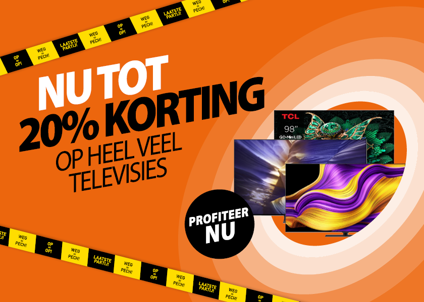 20% korting op tv's